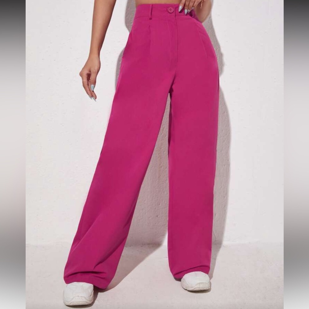 SHEIN Hot Pink Y2K Pleated Wide-Leg Loose Pants
